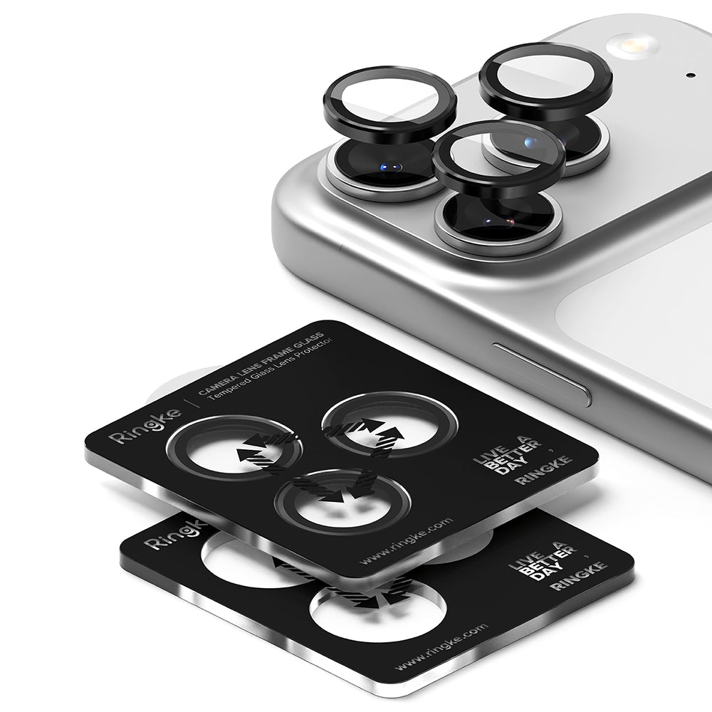 Folija za zaštitu zadnje kamere Ringke za Apple iPhone 17 Pro Max / 17 Pro, Kaljeno staklo, Crna