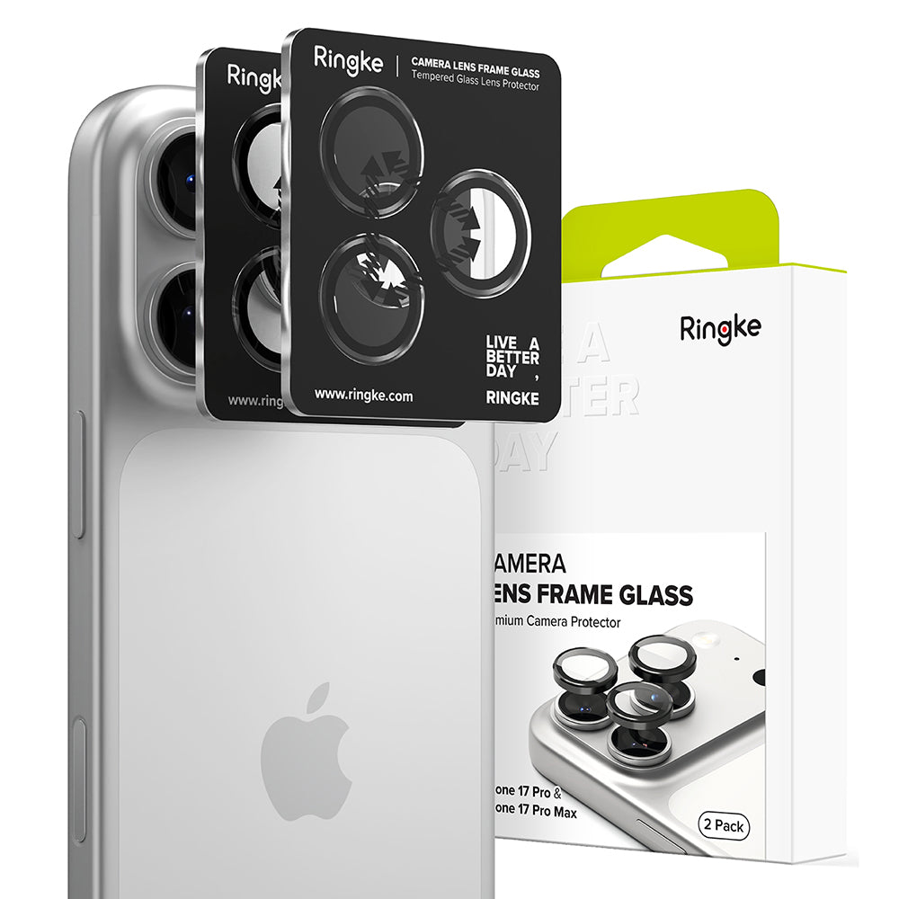 Folija za zaštitu zadnje kamere Ringke za Apple iPhone 17 Pro Max / 17 Pro, Kaljeno staklo, Crna