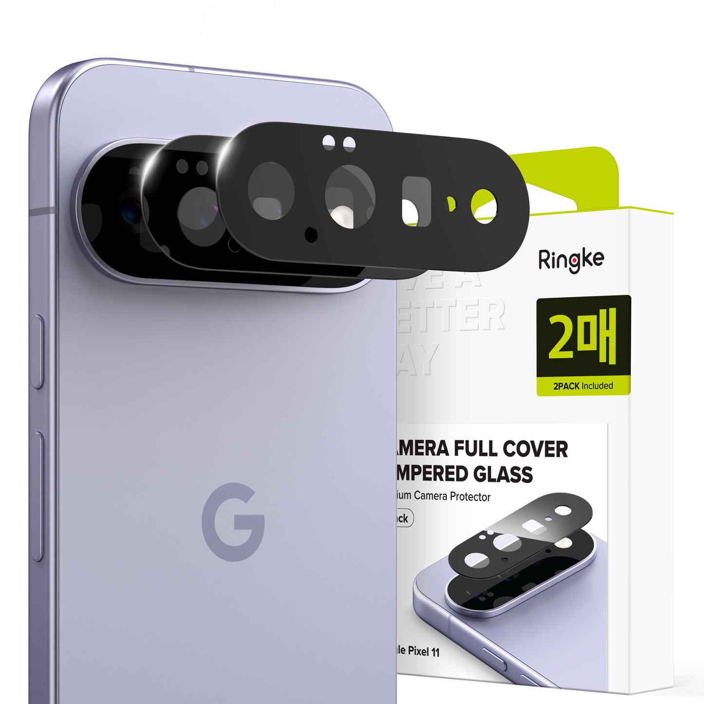 Zaštitna folija za zadnju kameru Ringke za Google Pixel 11, kaljeno staklo, set od 2 komada, crna