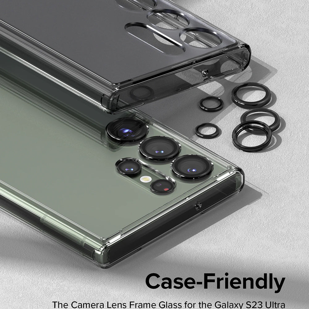 Folija za zaštitu zadnje kamere Ringke za Samsung Galaxy S23 Ultra S918, Kaljeno staklo, Crna