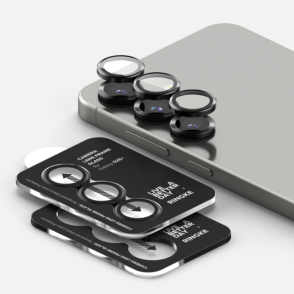 Folija za zaštitu zadnje kamere Ringke za Samsung Galaxy S25 S931, Kaljeno staklo, Crna