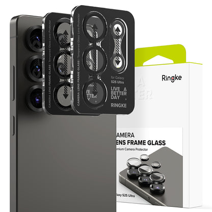 Folija za zaštitu zadnje kamere Ringke za Samsung Galaxy S25 Ultra S938, Kaljeno staklo, Crna