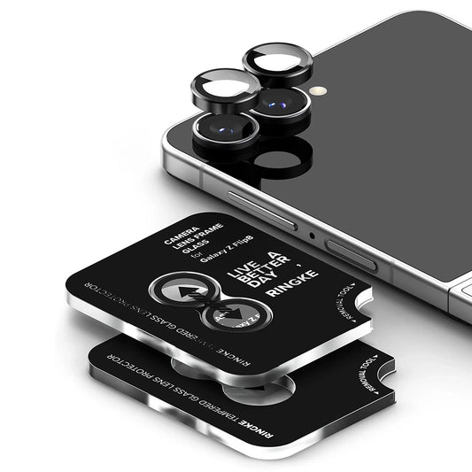 Zaštitna folija za zadnju kameru Ringke za Samsung Galaxy Z Flip8 F776, Kaljeno staklo, Set od 2 komada, Crna
