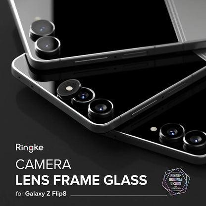 Zaštitna folija za zadnju kameru Ringke za Samsung Galaxy Z Flip8 F776, Kaljeno staklo, Set od 2 komada, Crna