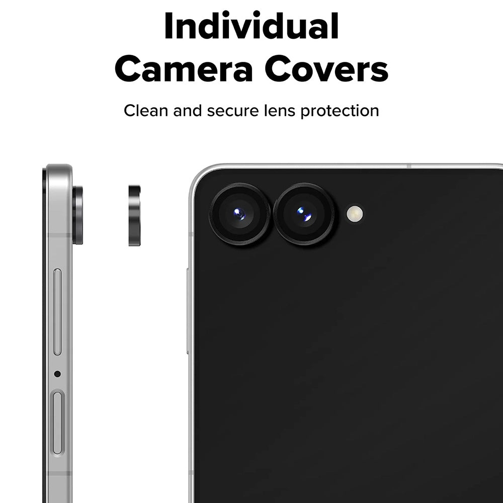 Zaštitna folija za zadnju kameru Ringke za Samsung Galaxy Z Flip8 F776, Kaljeno staklo, Set od 2 komada, Crna