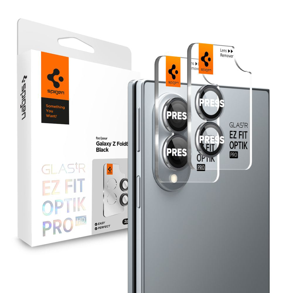 Zaštitna folija za zadnju kameru Spigen GlastR EZ FIT Optik Pro HD za Samsung Galaxy Z Fold8 F971, Kaljeno staklo, Set od 2 komada, Crna AGL11944