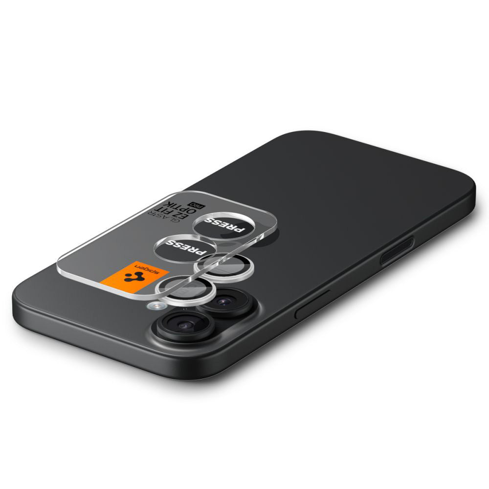 Folija za zaštitu zadnje kamere Spigen GlastR EZ FIT Optik Pro za Apple iPhone 17 / 16 Plus / 16, Kaljeno staklo, Set od 2 komada, Srebrna