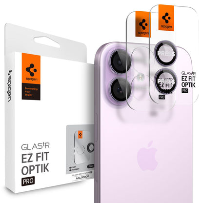 Folija za zaštitu zadnje kamere Spigen GlastR EZ FIT Optik Pro za Apple iPhone 17 / 16 Plus / 16, Kaljeno staklo, Set 2 komada, Ljubičasta