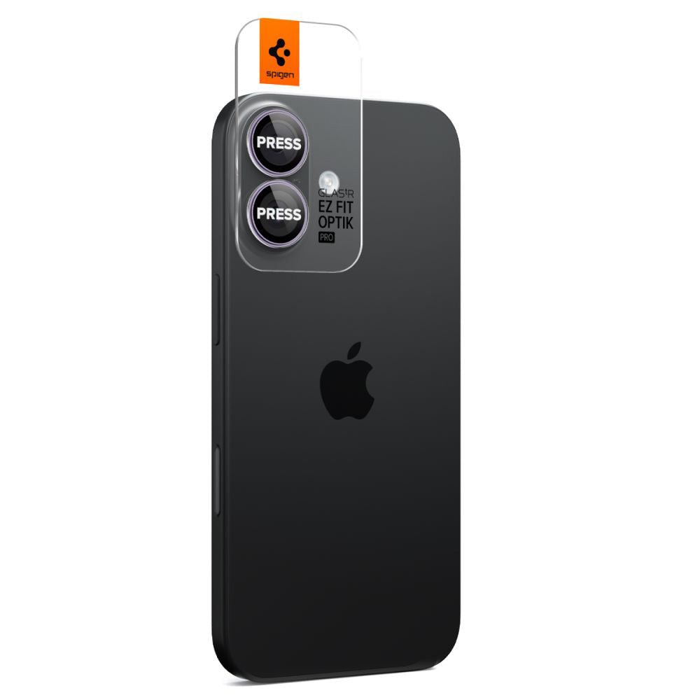 Folija za zaštitu zadnje kamere Spigen GlastR EZ FIT Optik Pro za Apple iPhone 17 / 16 Plus / 16, Kaljeno staklo, Set 2 komada, Ljubičasta