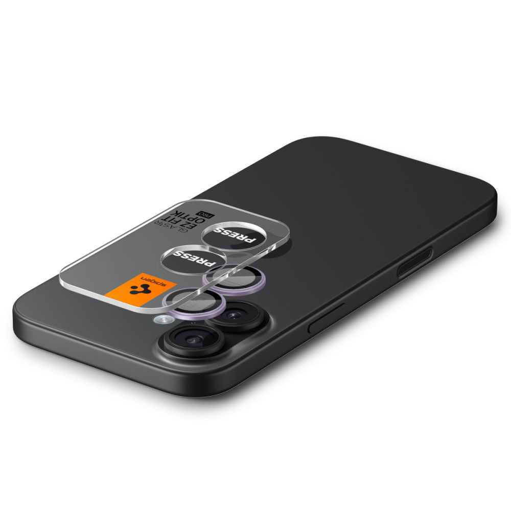Folija za zaštitu zadnje kamere Spigen GlastR EZ FIT Optik Pro za Apple iPhone 17 / 16 Plus / 16, Kaljeno staklo, Set 2 komada, Ljubičasta