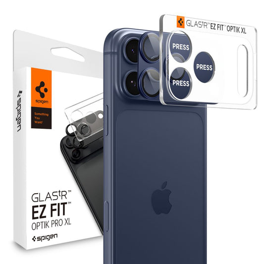 Zaštitna folija za zadnju kameru Spigen GlastR EZ FIT Optik Pro XL za Apple iPhone 17 Pro, Kaljeno staklo, Set od 2 komada, Plava