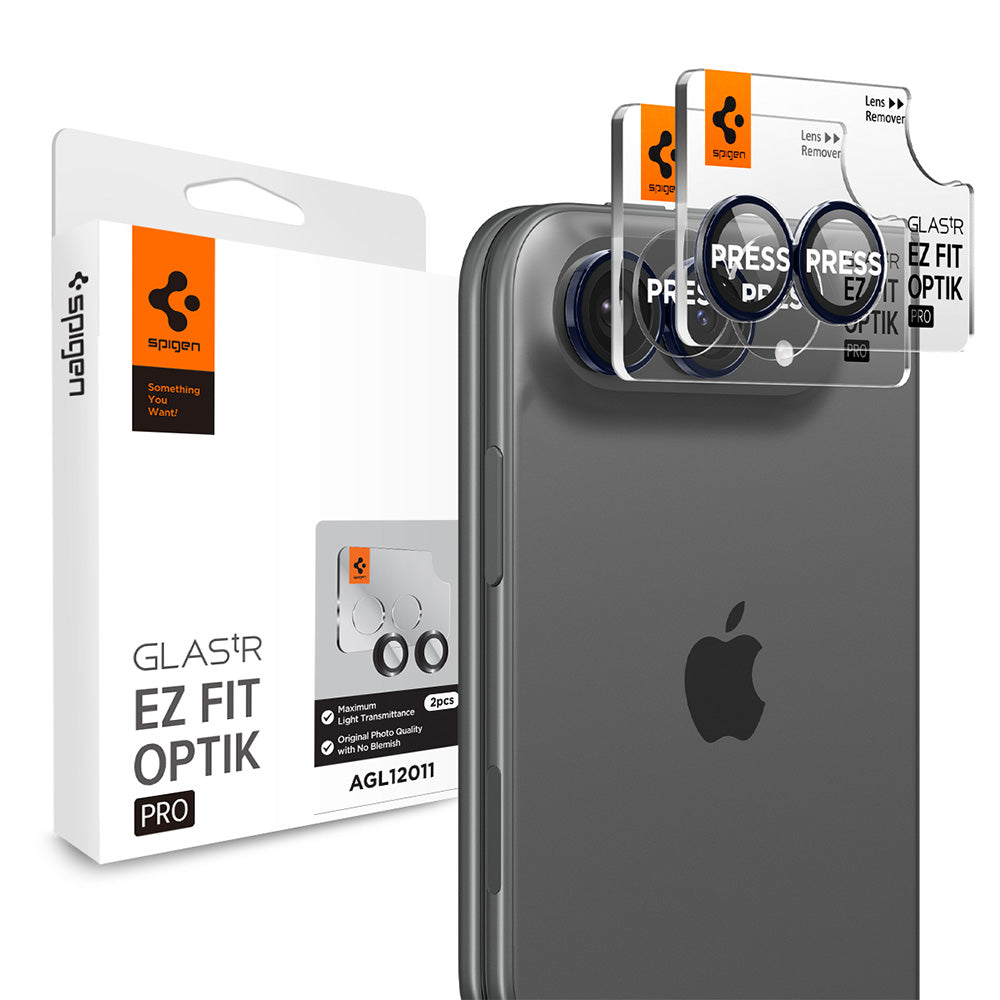 Zaštitna folija za zadnju kameru Spigen GlastR EZ FIT Optik Pro za Apple iPhone Duo, Kaljeno staklo, Set od 2 komada, Tamnoplava AGL12011