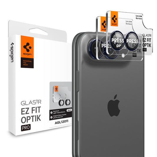 Zaštitna folija za zadnju kameru Spigen GlastR EZ FIT Optik Pro za Apple iPhone Duo, Kaljeno staklo, Set od 2 komada, Tamnoplava AGL12011