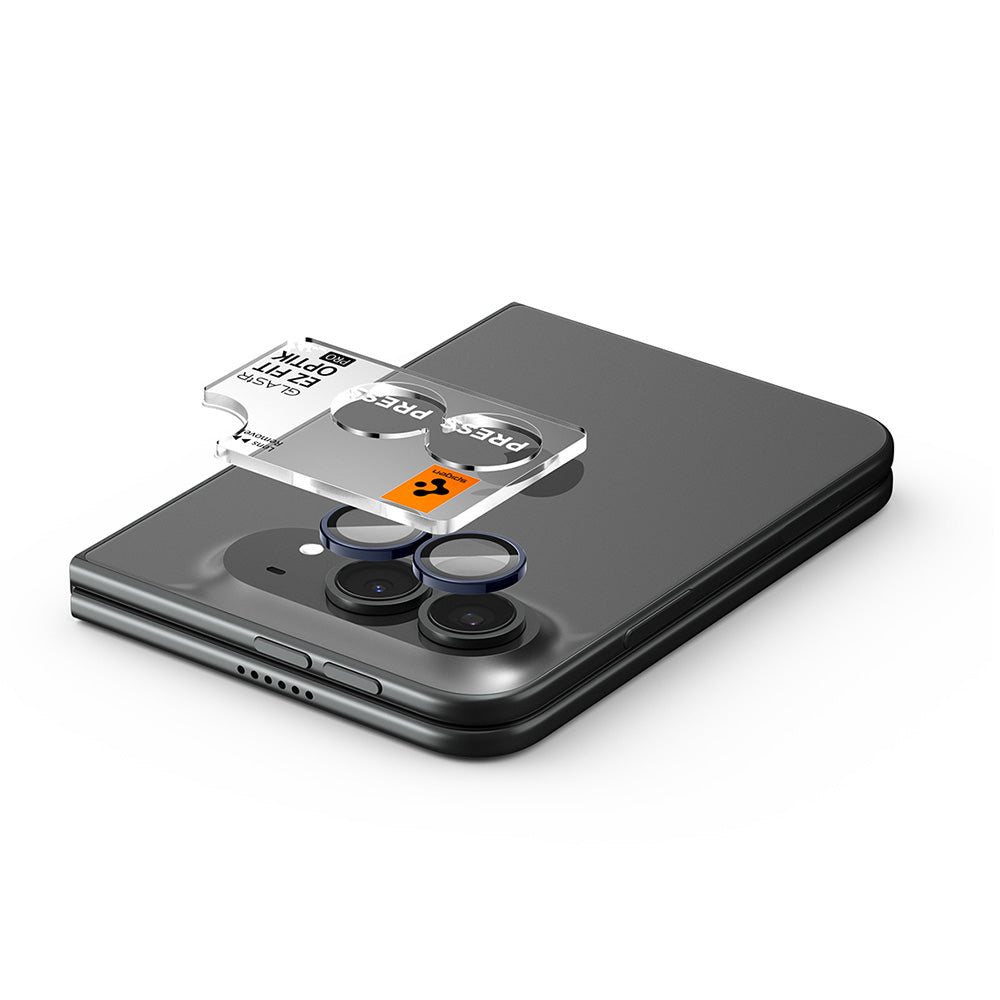 Zaštitna folija za zadnju kameru Spigen GlastR EZ FIT Optik Pro za Apple iPhone Duo, Kaljeno staklo, Set od 2 komada, Tamnoplava AGL12011
