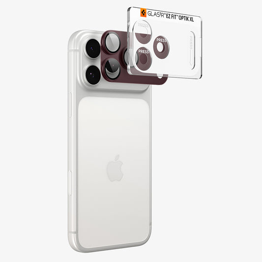 Zaštitna folija za zadnju kameru Spigen GlastR EZ FIT Optik Pro XL za Apple iPhone 18 Pro, Kaljeno staklo, Bordo AGL12036
