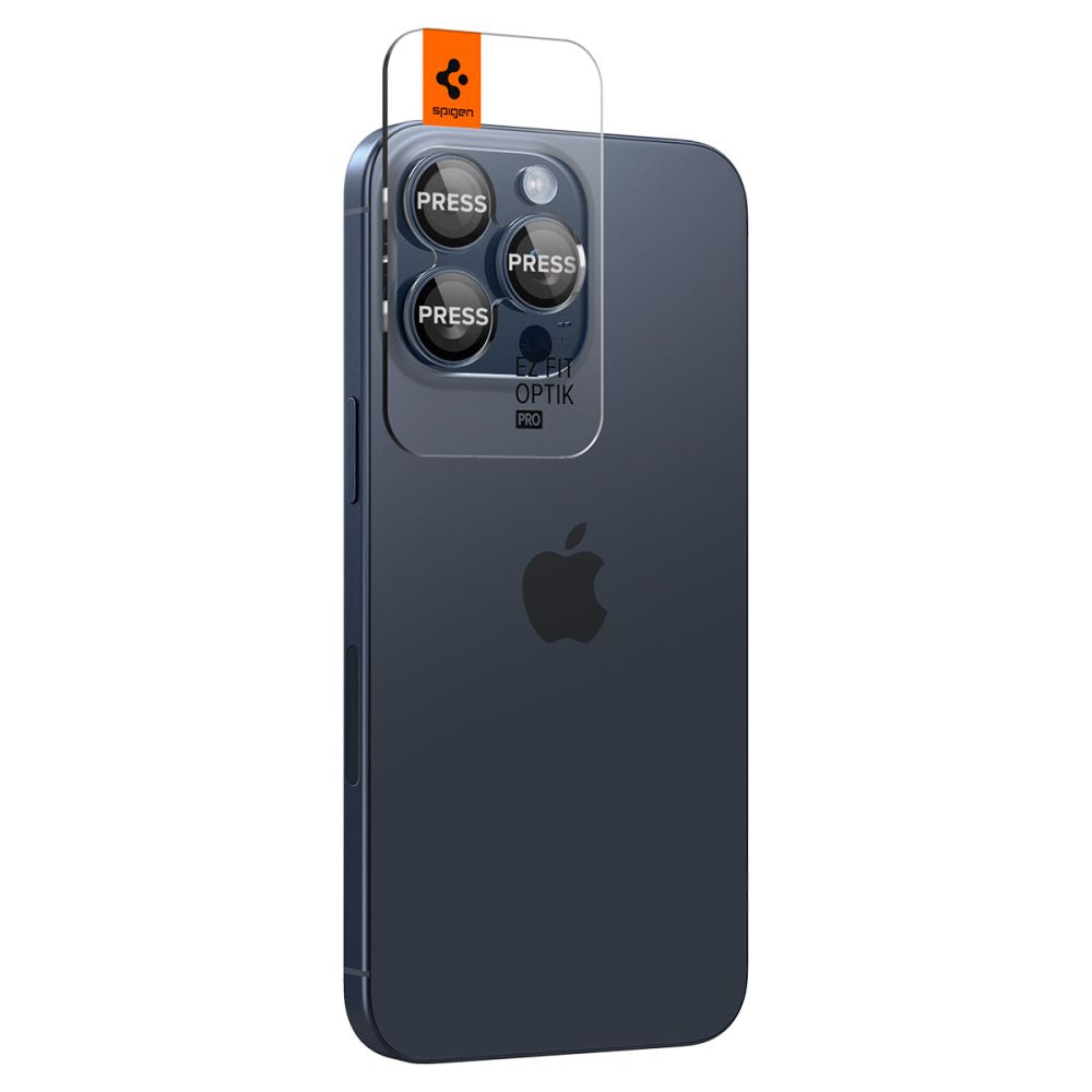 Folija za zaštitu zadnje kamere Spigen GlastR EZ FIT Optik Pro za Apple iPhone 16 Pro Max / 16 Pro, Kaljeno staklo, Set od 2 komada, Plava