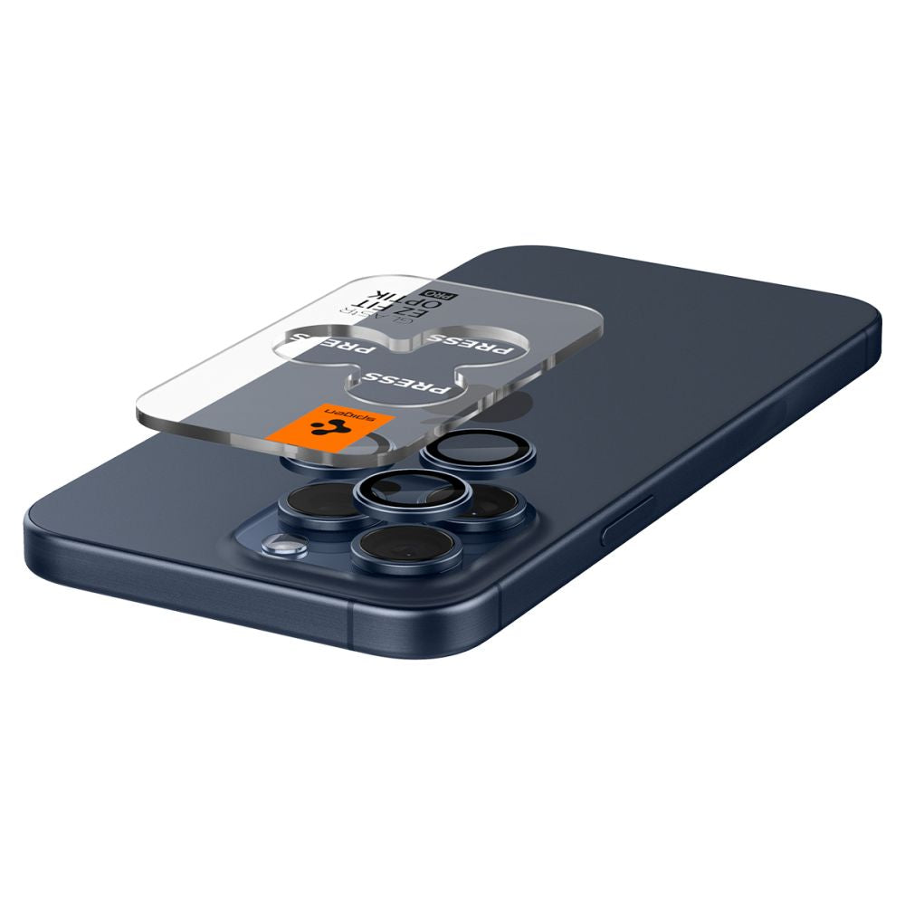 Folija za zaštitu zadnje kamere Spigen GlastR EZ FIT Optik Pro za Apple iPhone 16 Pro Max / 16 Pro, Kaljeno staklo, Set od 2 komada, Plava