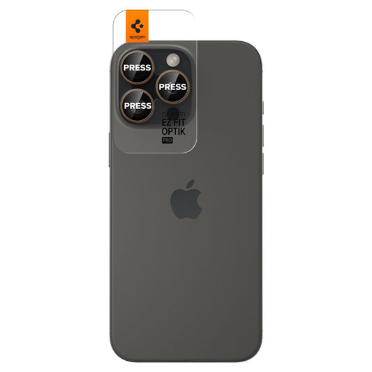 Zaštitna folija za zadnju kameru Spigen GlastR EZ FIT Optik Pro za Apple iPhone 16 Pro, Kaljeno staklo, Set od 2 komada, Bronz AGL08862