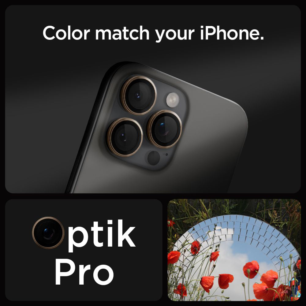 Zaštitna folija za zadnju kameru Spigen GlastR EZ FIT Optik Pro za Apple iPhone 16 Pro, Kaljeno staklo, Set od 2 komada, Bronz AGL08862