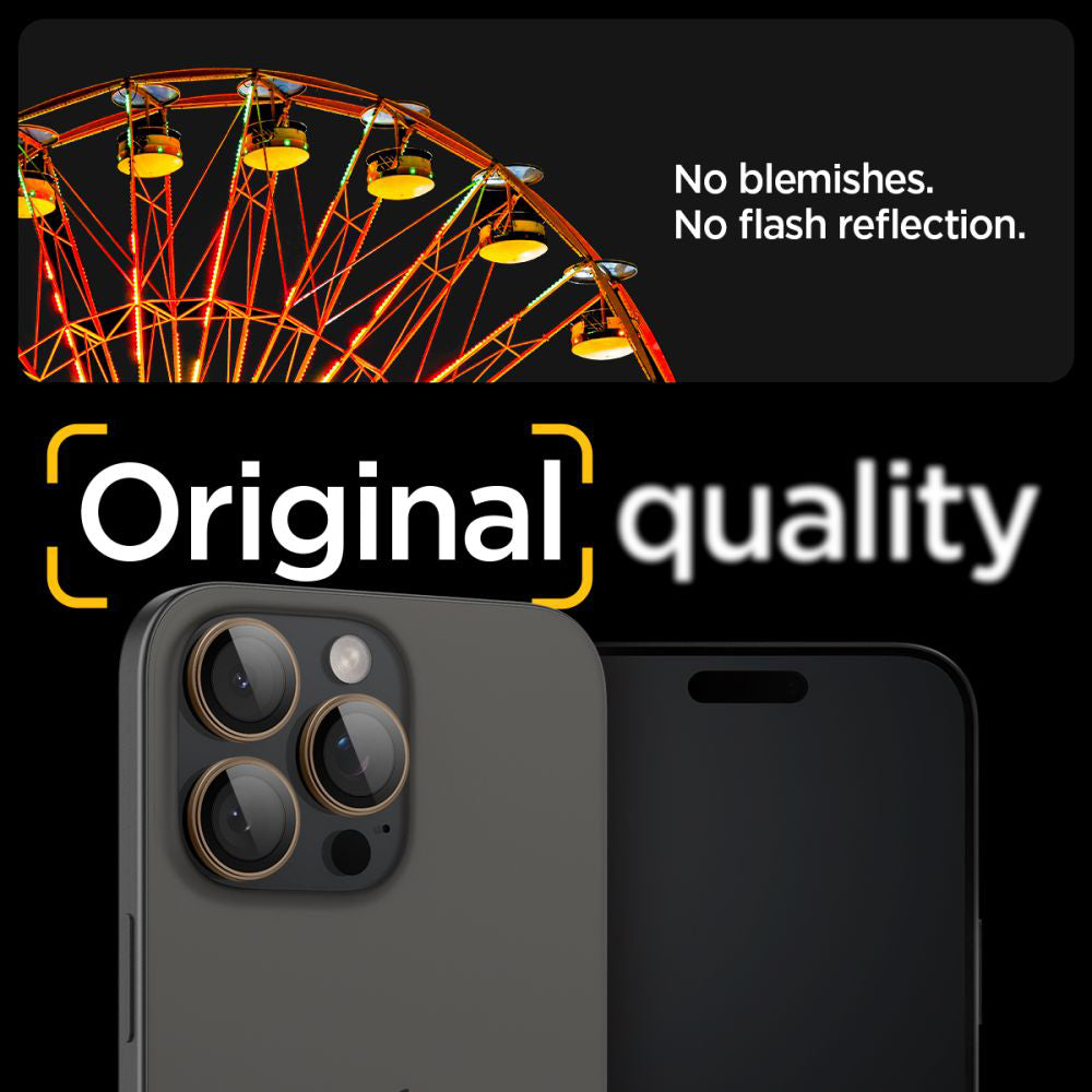 Zaštitna folija za zadnju kameru Spigen GlastR EZ FIT Optik Pro za Apple iPhone 16 Pro, Kaljeno staklo, Set od 2 komada, Bronz AGL08862