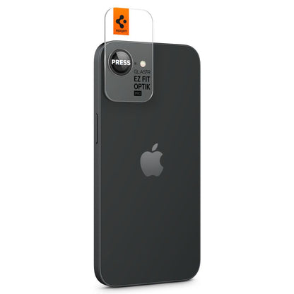 Folija za zaštitu zadnje kamere Spigen GlastR EZ FIT Optik Pro za Apple iPhone 17e / 16e, Kaljeno staklo, Set od 2 komada, Crna AGL09279