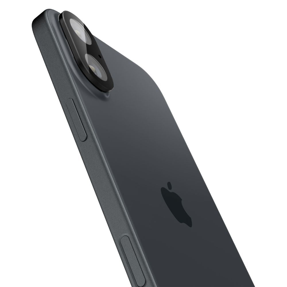 Folija za zaštitu zadnje kamere Spigen GlastR Optik za Apple iPhone 16 Plus / 16, Kaljeno staklo, Set od 2 komada, Crna AGL07922