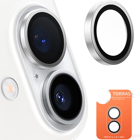 Folija za zaštitu zadnje kamere Torras Lensguard za Apple iPhone 16 Plus / 16, Kaljeno staklo, Metalik siva