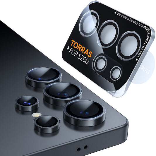 Folija za zaštitu zadnje kamere Torras Lensguard za Samsung Galaxy S26 Ultra, Kaljeno staklo, Crna