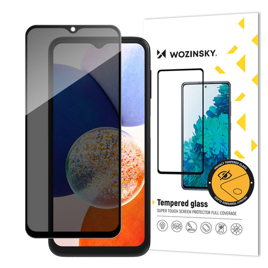 WZK AntiSpy Privacy Screen Protector for Samsung Galaxy A14 A145 / A14 5G A146, Privacy Glass, Full Glue
