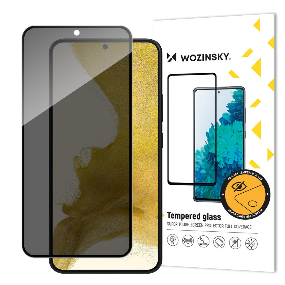 Zaštitna folija za ekran Privacy WZK AntiSpy za Samsung Galaxy S23+ S916, Kaljeno staklo, Pun ljepilo
