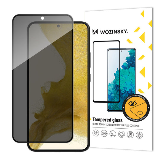 WZK AntiSpy Privacy Screen Protector for Samsung Galaxy S23+ S916, Full Glue, Privacy Glass 