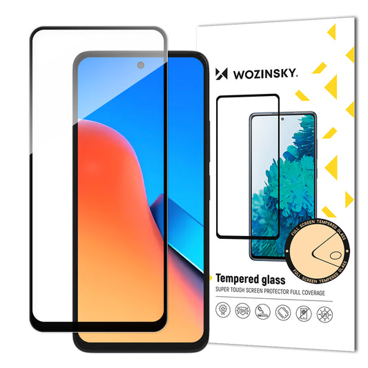 Zaštitna folija za ekran WZK za Xiaomi Redmi 12, Kaljeno staklo, Pun ljepilo, Crna