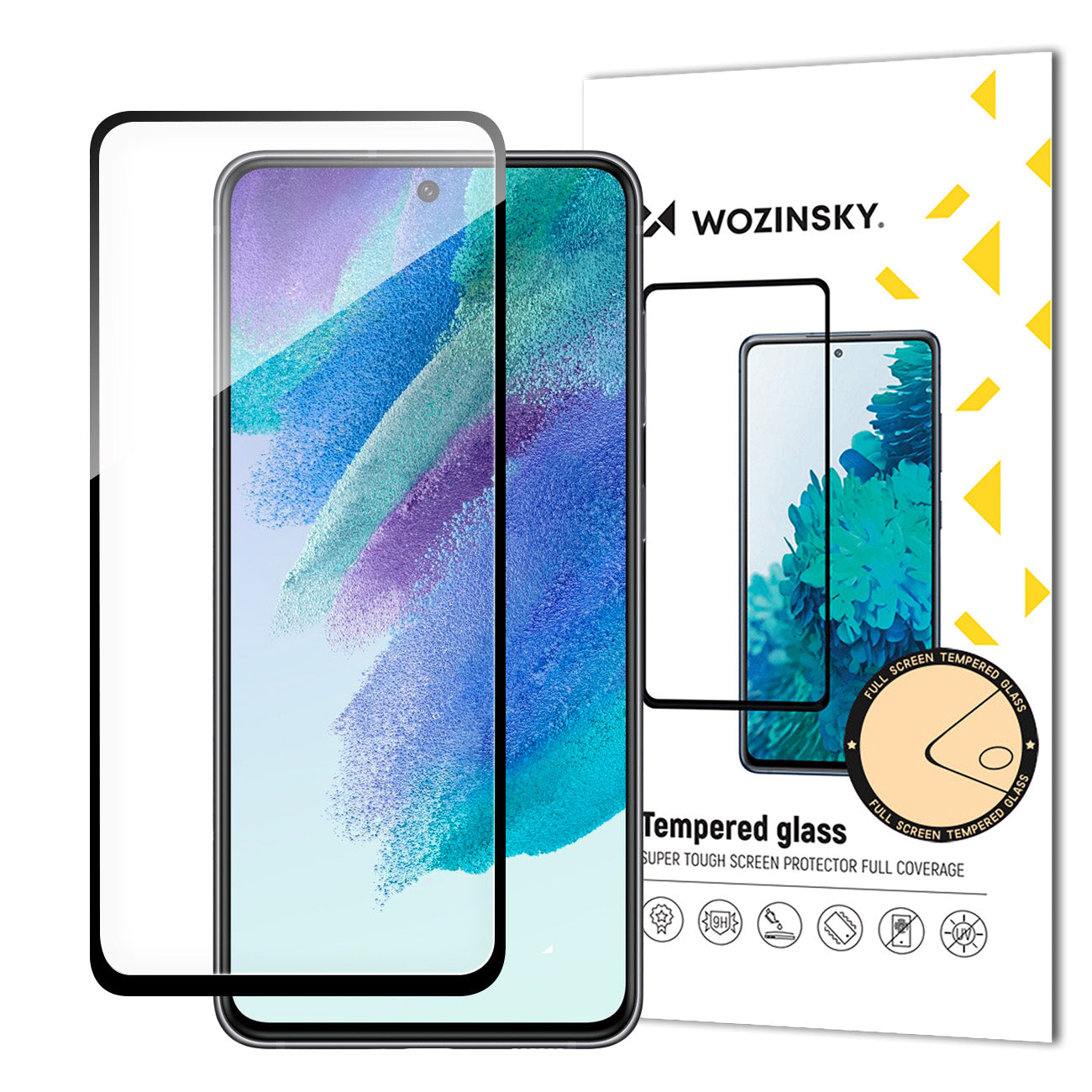 WZK Screen Protector for Samsung Galaxy S23 FE S711, Shielded Glass, Full Glue, Black 
