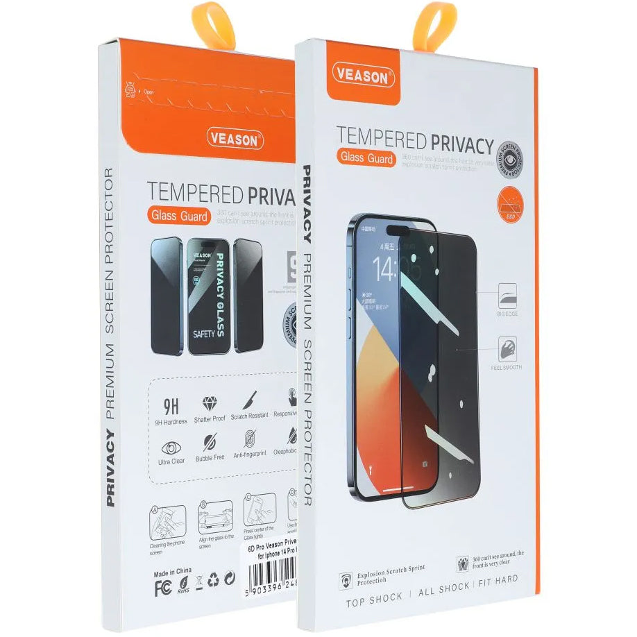 Protective Screen Privacy Veason Screen Protector for Apple iPhone SE (2022) / SE (2020) / 8 / 7, Glass Protected, Full Glue, 6D