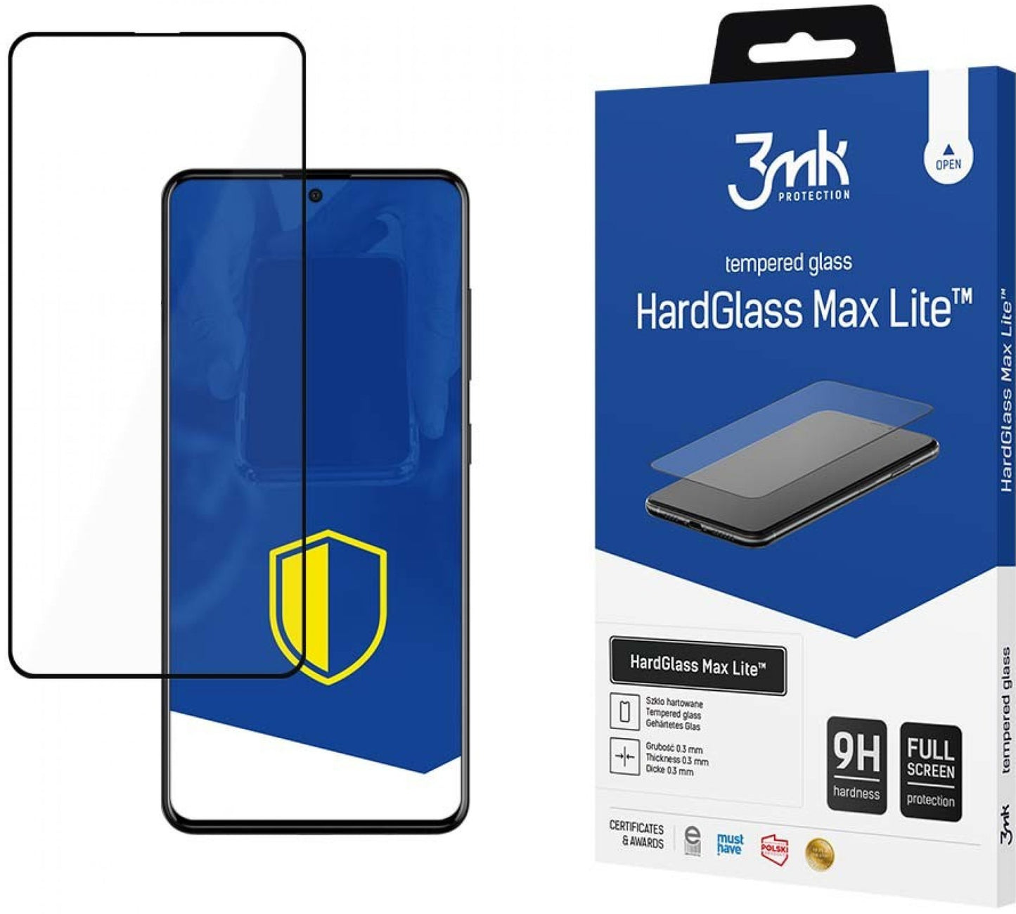 Zaštitna folija za ekran 3MK HardGlass Max Lite za Samsung Galaxy A51 A515 / A52s 5G A528 / A52 5G A526, Kaljeno staklo, Pun ljepilo, Crna