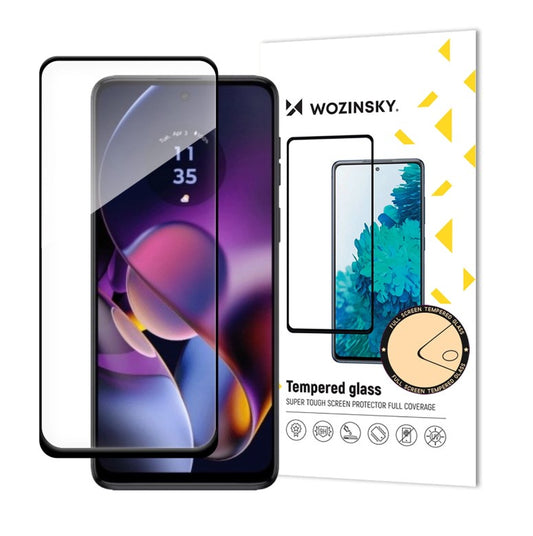 Zaštitna folija za ekran WZK za Motorola Moto G54, Kaljeno staklo, Pun ljepilo, Crna