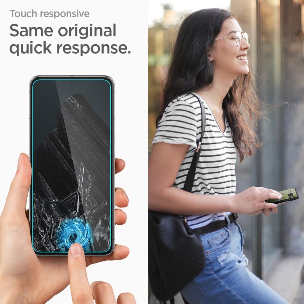 Folija za zaštitu ekrana Spigen Alm GlastR za Google Pixel 8 Pro, Kaljeno staklo, Pun lepak, Set od 2 komada