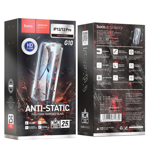 Zaštitna folija za ekran HOCO za Apple iPhone 12 Pro Max, Kaljeno staklo, Full Glue, Set 25 komada, Crna