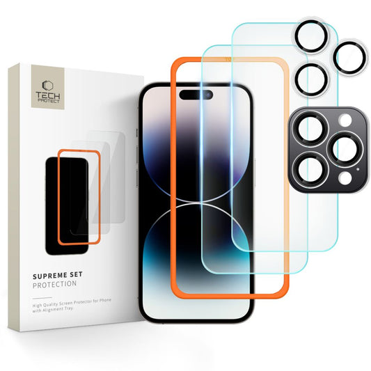 Tech-Protect Supreme Back Screen and Camera Protective Film for Apple iPhone 16 Pro, Glass Protected, Full Glue 