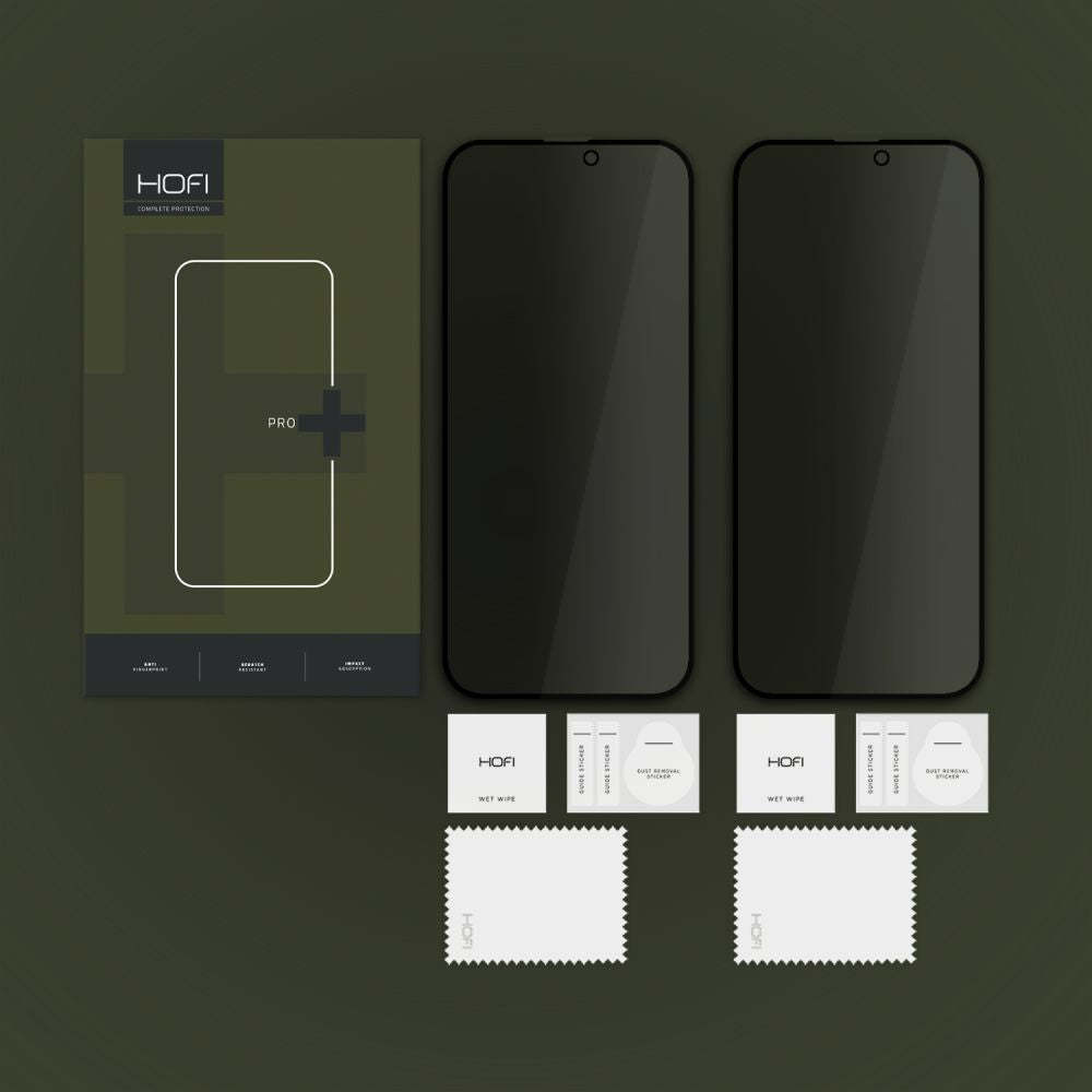 Zaštitna folija za ekran Privacy HOFI Glass PRO+ za Apple iPhone 16 Plus, Kaljeno staklo, Pun ljepilo, Set od 2 komada, 2.5D
