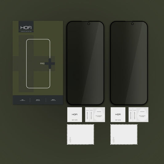 Zaštitna folija za ekran Privacy HOFI Glass PRO+ za Apple iPhone 16, Kaljeno staklo, Pun ljepilo, Set od 2 komada, 2.5D