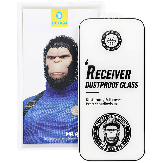 Zaštitna folija za ekran Mr. Monkey Glass Receiver Dustproof za Apple iPhone 16 Pro Max, Kaljeno staklo, Pun ljepilo, 5D, Crna
