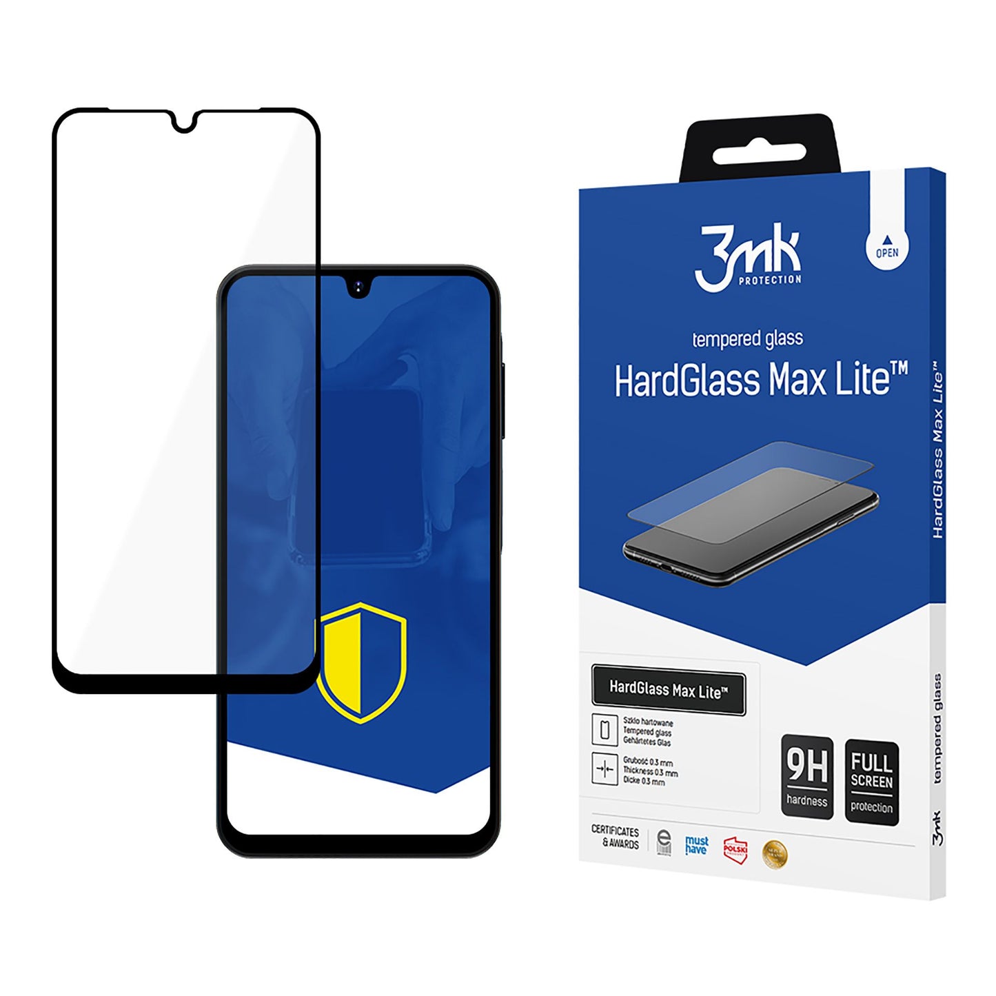 Zaštitna folija za ekran 3MK HardGlass Max Lite za Samsung Galaxy A16 5G A166 / A16 4G A165, Kaljeno staklo, Pun ljepilo, Crna