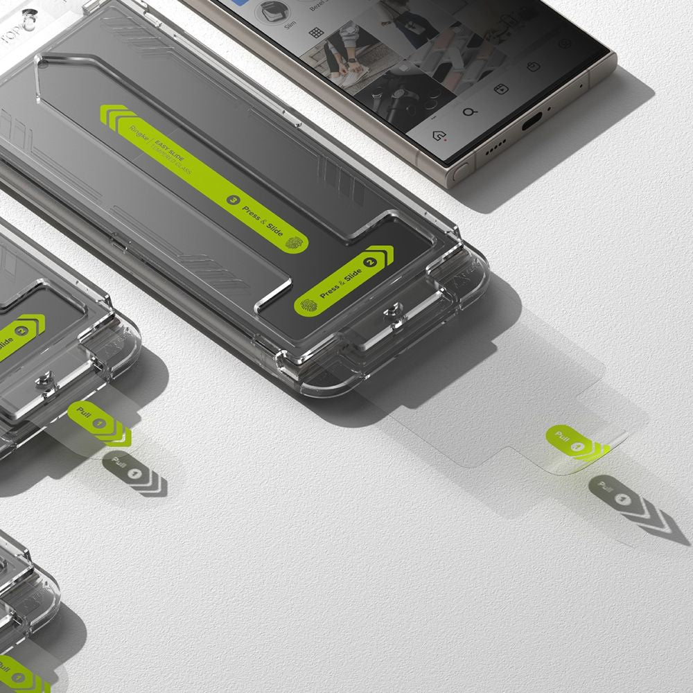Folija za zaštitu ekrana Privacy Ringke Easy Slide za Samsung Galaxy S24 Ultra S928, Kaljeno staklo, Pun lepak, Set od 2 komada