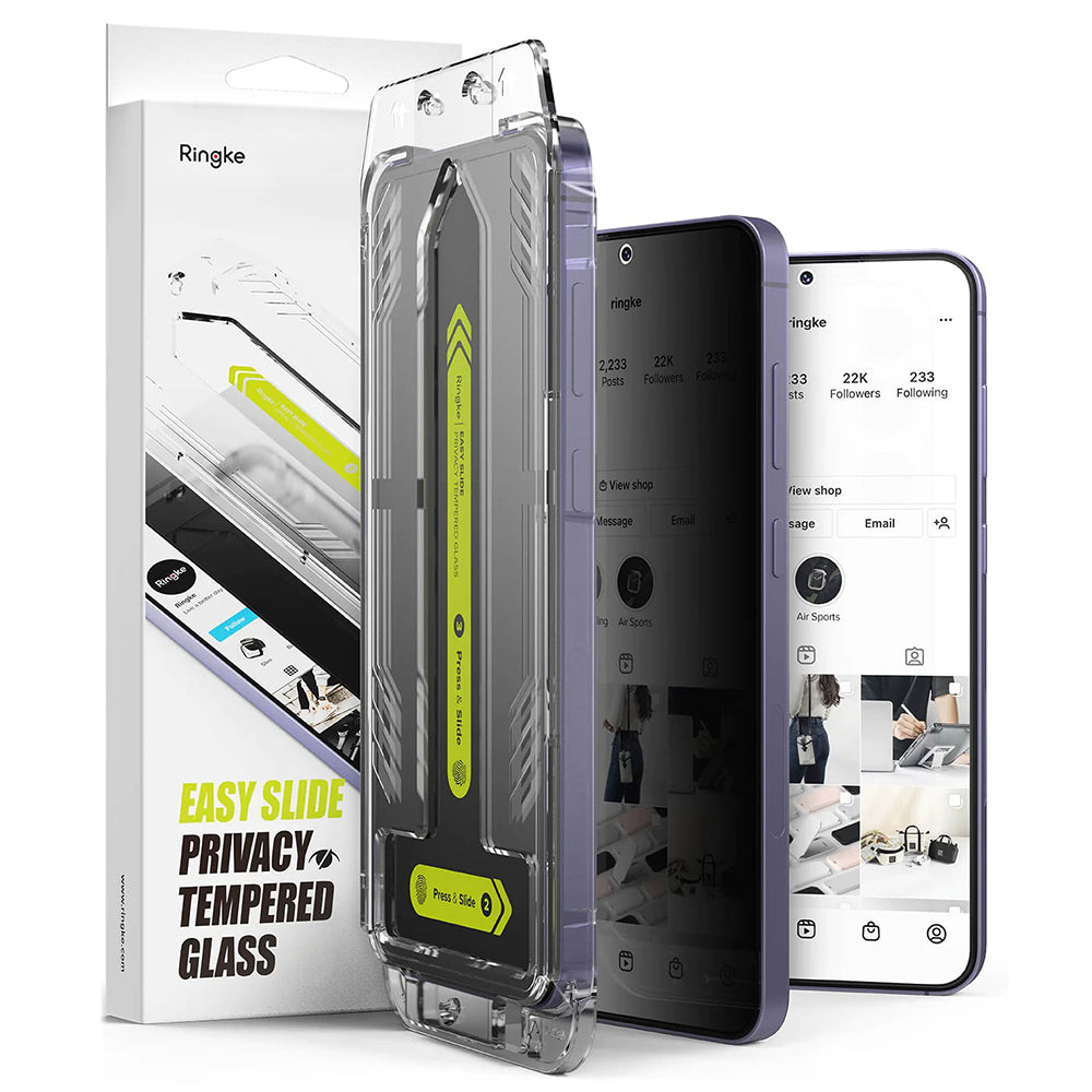 Folija za zaštitu ekrana Privacy Ringke Easy Slide za Samsung Galaxy S25+ S936 / S24+ S926, Kaljeno staklo, Full Glue, Set 2 komada
