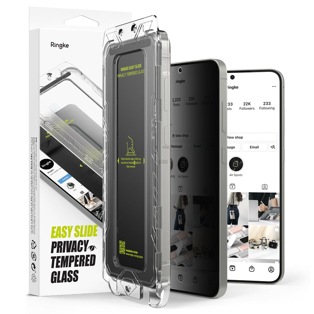 Zaštitna folija za ekran Privacy Ringke Easy Slide za Samsung Galaxy S25 S931 / S24 S921, Kaljeno staklo, Full Glue, Set od 2 komada