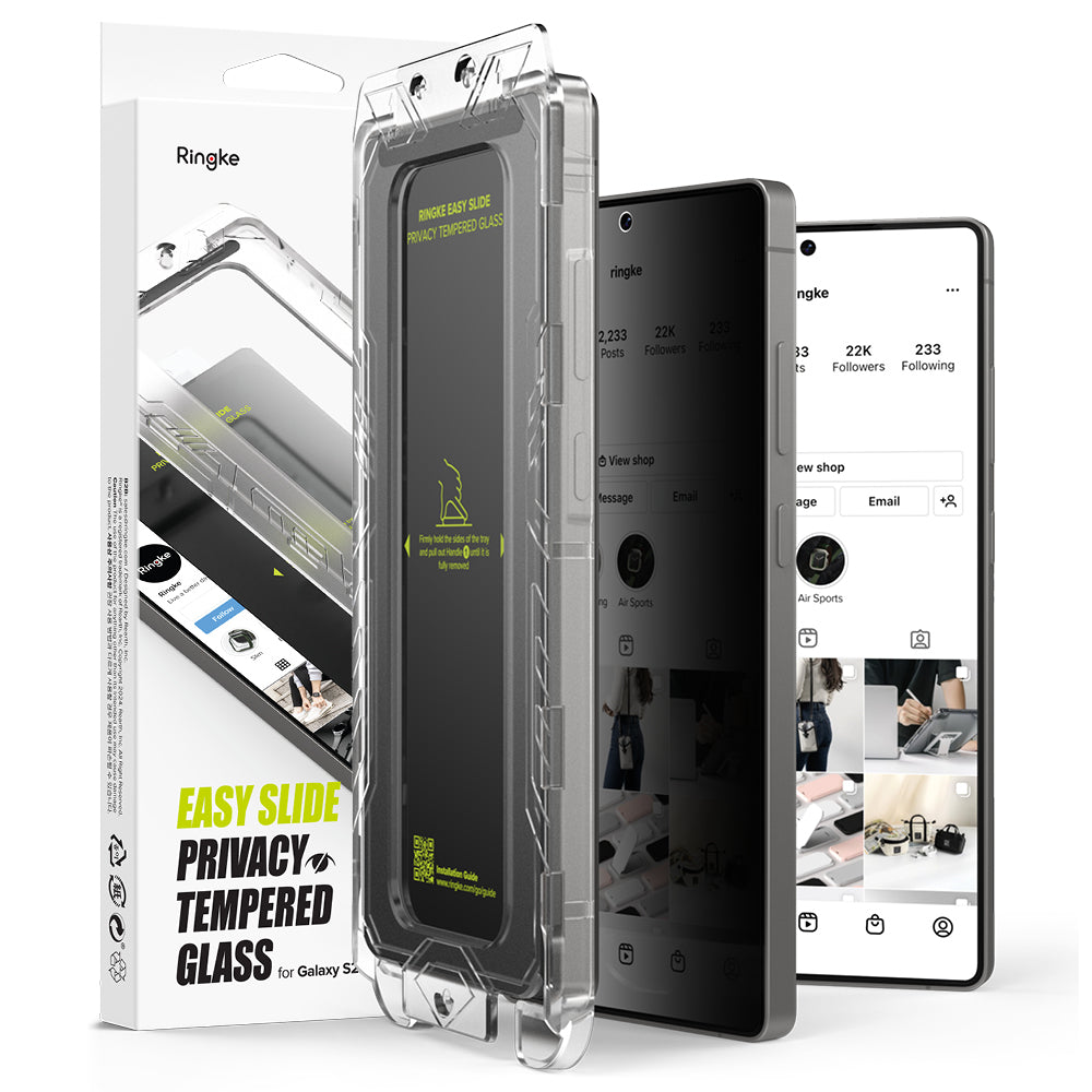 Zaštitna folija za ekran Privacy Ringke Easy Slide za Samsung Galaxy S25 Ultra S938, Kaljeno staklo, Full Glue, Set 2 komada