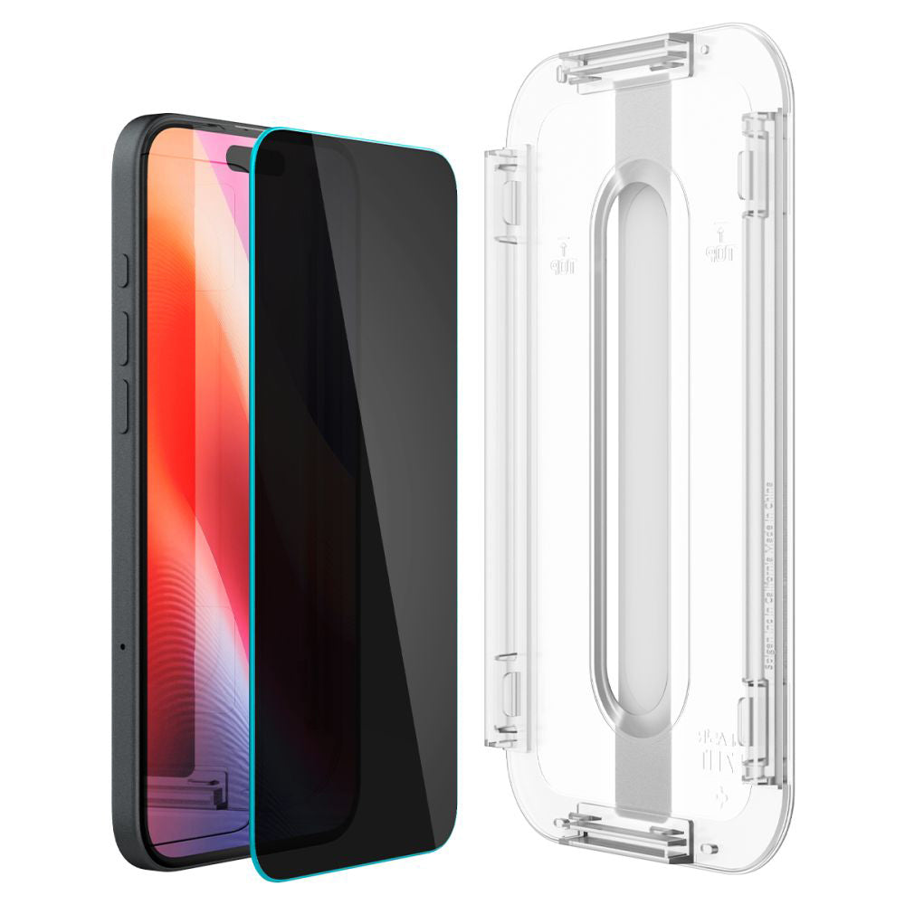Zaštitna folija za ekran Privacy Spigen GlastR EZ FIT za Apple iPhone 16 / 15, Kaljeno staklo, Full Glue, Set 2 komada AGL06905