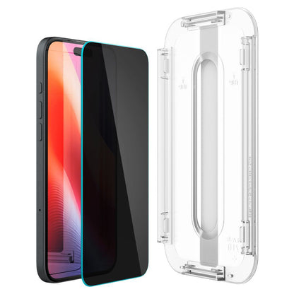 Zaštitna folija za ekran Privacy Spigen GlastR EZ FIT za Apple iPhone 16 / 15, Kaljeno staklo, Full Glue, Set 2 komada AGL06905