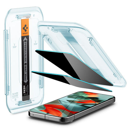 Zaštitna folija za ekran Privacy Spigen GlastR EZ FIT za Google Pixel 9 Pro XL, Kaljeno staklo, Full Glue, Set 2 komada AGL09313